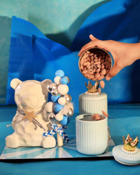 Giforia Royal Baby Boy Gift Set 👶💙 | Ceramic Bear & Crown Jar Duo