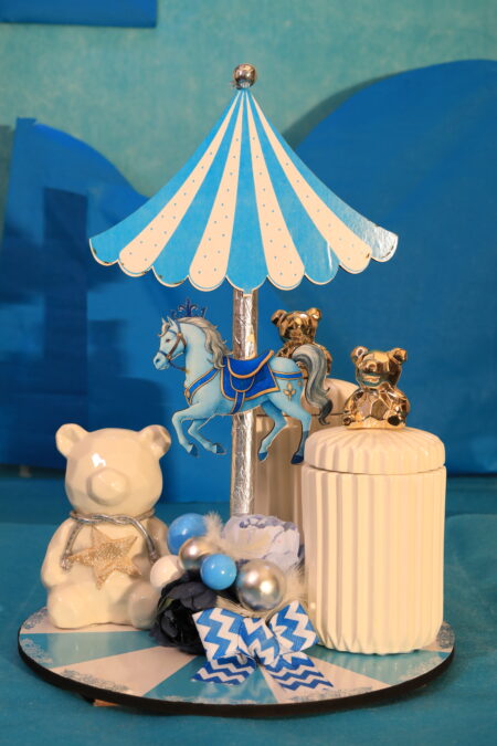 Blue Carousel Baby Gift Hamper 🎠💙 | Ceramic Bear & Luxury Jar