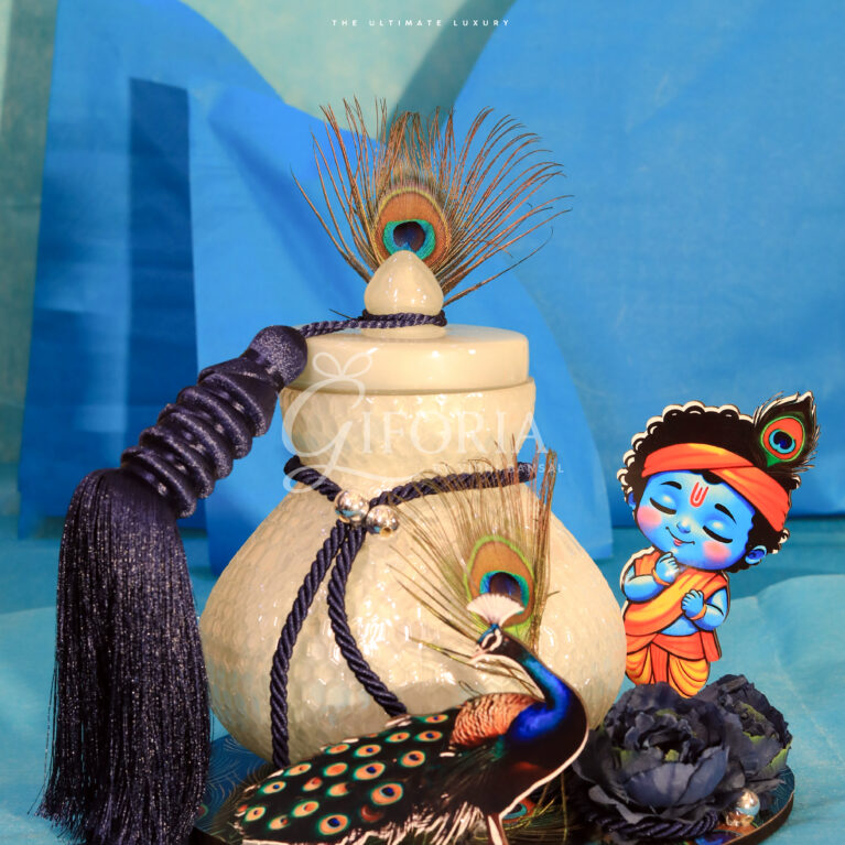 Giforia Krishna Blue Peacock Gift Jar Set 🦚💙 | Divine Baby Krishna Hamper