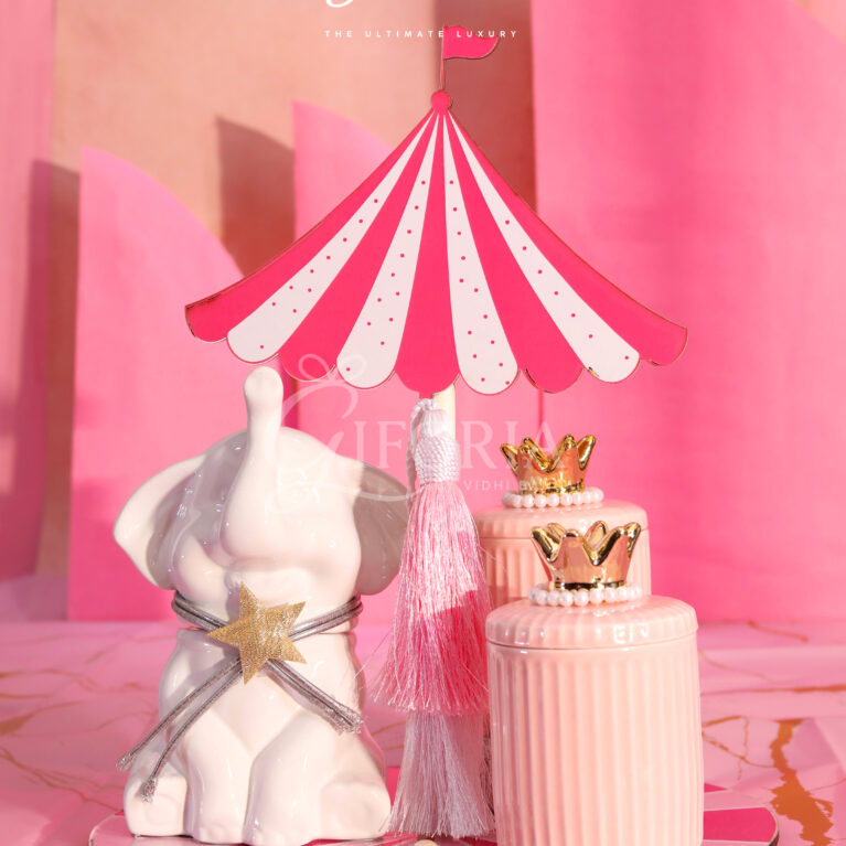 🎀✨ Royal Pink Elephant Luxury Gift Set – Decorative Ceramic Jars & Carousel Display by Giforia