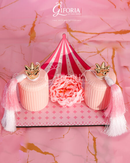 👑✨ Princess Pink Crown Ceramic Jar Gift Set – Luxury Carousel-Themed Décor by Giforia
