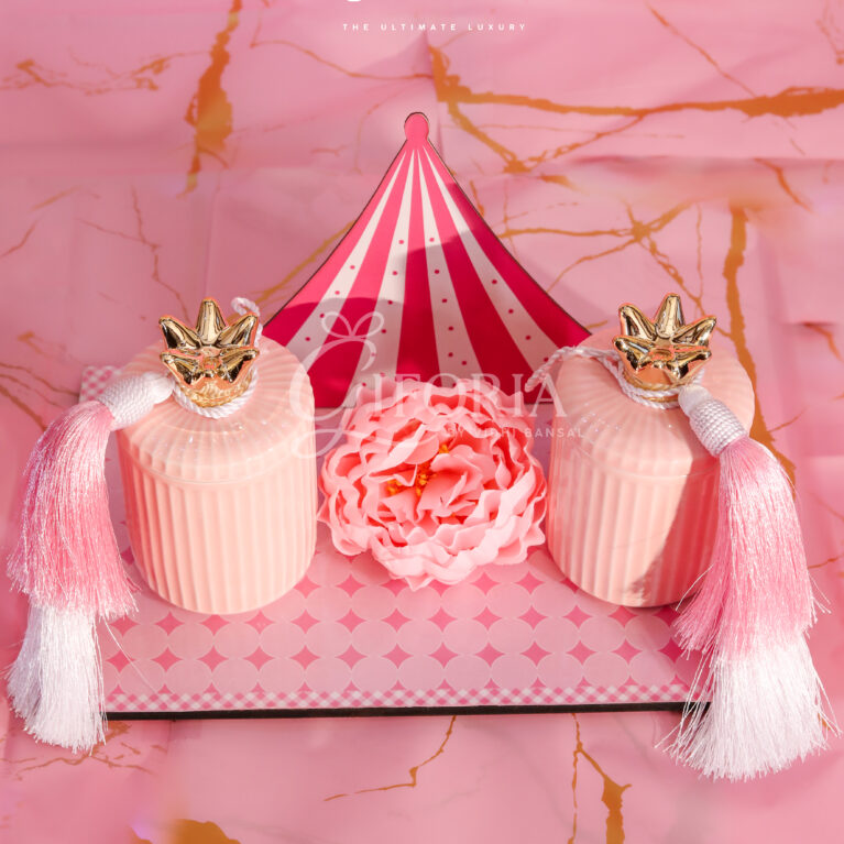 👑✨ Princess Pink Crown Ceramic Jar Gift Set – Luxury Carousel-Themed Décor by Giforia