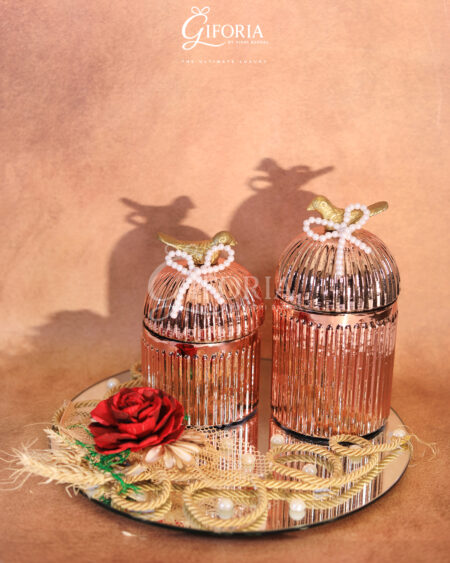 Giforia Rose Gold Pomegranate Jar Duo 🍑✨ | Luxury Décor & Gifting Set