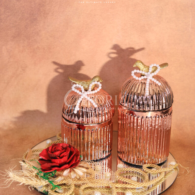 Giforia Rose Gold Pomegranate Jar Duo 🍑✨ | Luxury Décor & Gifting Set