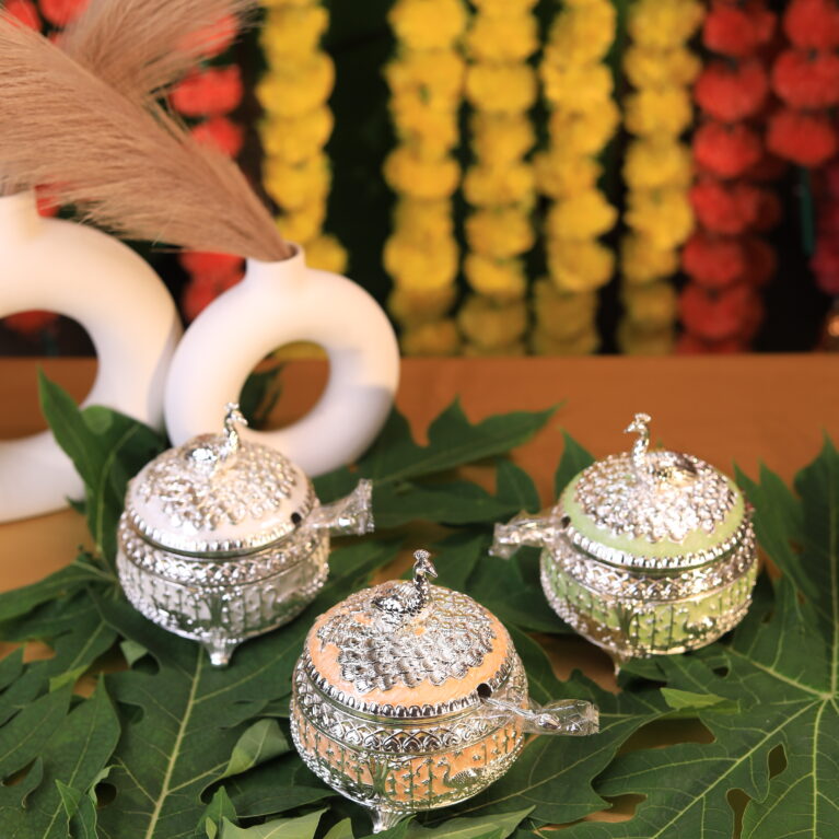 Giforia Royal Silver Meenakari Sweet & Dry Fruit Jars Set ✨🥜🍬