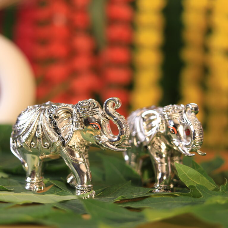 Giforia Royal Silver Elephant Pair 🐘✨ | Prosperity & Vastu Decor Figurines