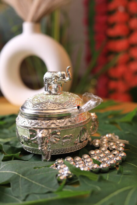 Giforia Royal Elephant Silver Jar 🐘✨ | Handcrafted Engraved Storage & Decor