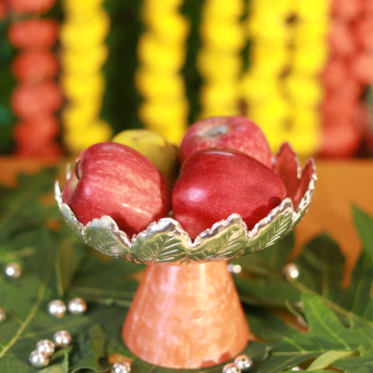 Giforia Silver Lotus Fruit Stand 🍎✨ | Luxury Pooja & Dining Decor