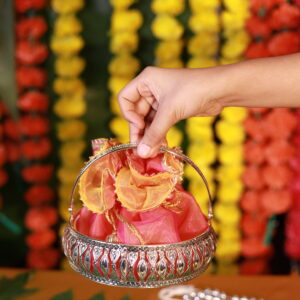 Royal Silver Handled Potli Basket 🧺💖 | Festive Gifting & Wedding Return Hamper