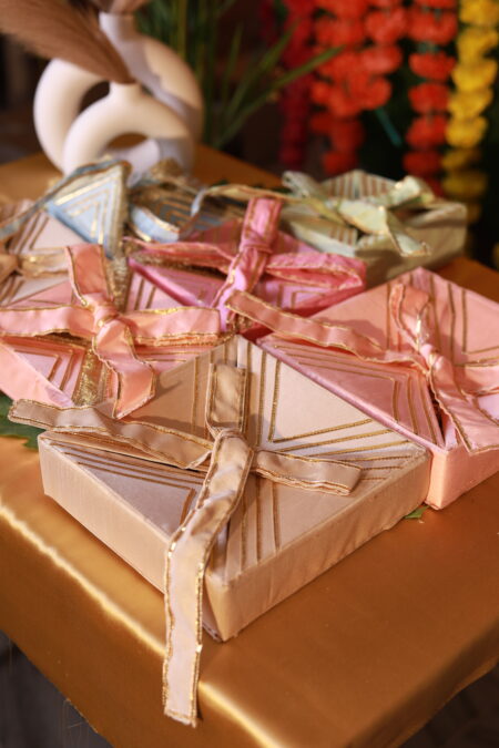 Luxury Silk Gift Boxes with Golden Ribbon Detailing 💝 | Festive, Wedding & Gifting Hampers