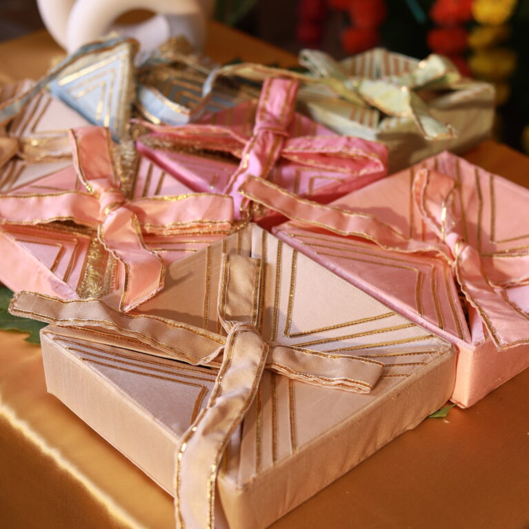 Luxury Silk Gift Boxes with Golden Ribbon Detailing 💝 | Festive, Wedding & Gifting Hampers